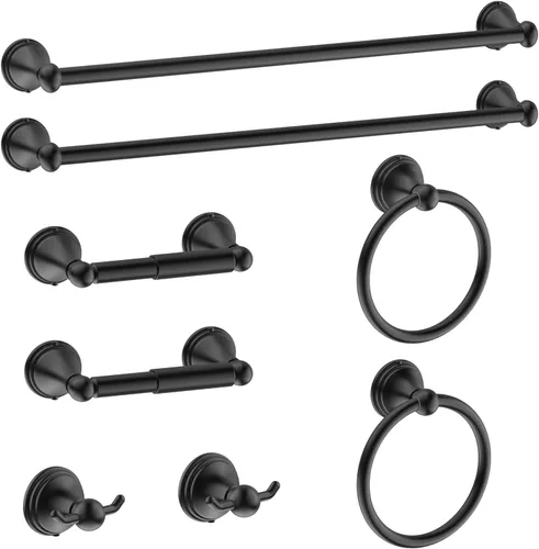 Miniatura 11 de Newfun Juego de 8 accesorios de baño de níquel cepillado para baño, juego de accesorios de baño, 2 toalleros de 24 pulgadas para baño, 2 soportes