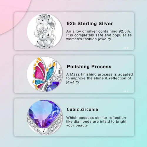Miniatura 67 de LUXILLA Abalorio de plata de ley 925 para madre, hija, abuela, para familia, amor, madre, hija, abuela, para pulseras, collares, dijes, abalorios
