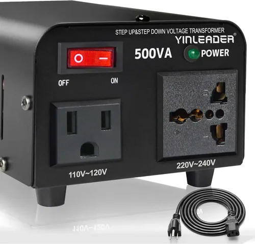 Yinleader Convertidor de voltaje de 500 W Convertidor de potencia (110 V a 220 V, 220 V a 110 V) Convertidor de paso hacia arriba/abajo 110/120