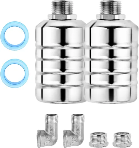 Kit de 2 válvulas de flotador de acero inoxidable 304 – Control automático de nivel de agua para tanques y canales de ganado, incluye accesorios de