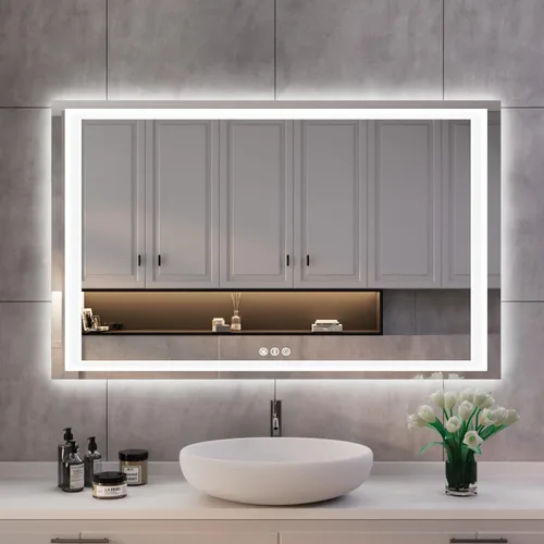 Miniatura 67 de ISKM Espejo LED con marco para baño de 40"x30", espejo de baño LED regulable con luces, antivaho, espejo iluminado frontal y retroiluminado de 3