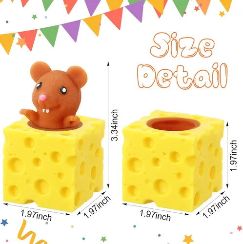 Miniatura 2 de Chivao Paquete de 6 juguetes de queso, ratas para el estrés, juguete sensorial de ratas en queso, alivio de la ansiedad, pelota de oficina