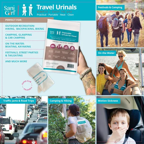 Miniatura 4 de SaniGirl Urinarios desechables Bolsas portátiles para orinar Urinario de viaje para mujeres, niños y adultos, urinario sanitario de emergencia