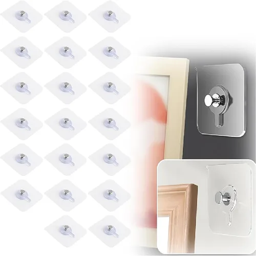 Miniatura 9 de Perchas de fotos sin clavos, carga de 20 libras, ganchos de pared autoadhesivos resistentes, sin taladro, ganchos para colgar, colgadores de fotos