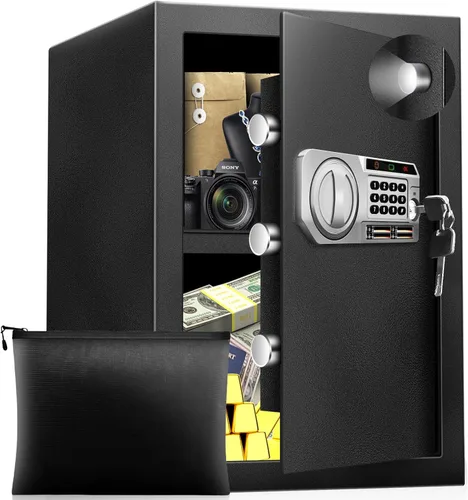 Caja de seguridad de 2.5 pies cúbicos para documentos del hogar - Caja de seguridad electrónica digital de acero, caja de seguridad personal con