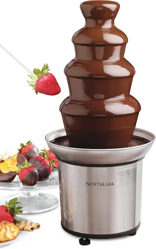 Nostalgia Máquina eléctrica de fuente de fondue de chocolate de 4 niveles para fiestas - Derrite queso, queso fundido, dulces y licor - Sumerge