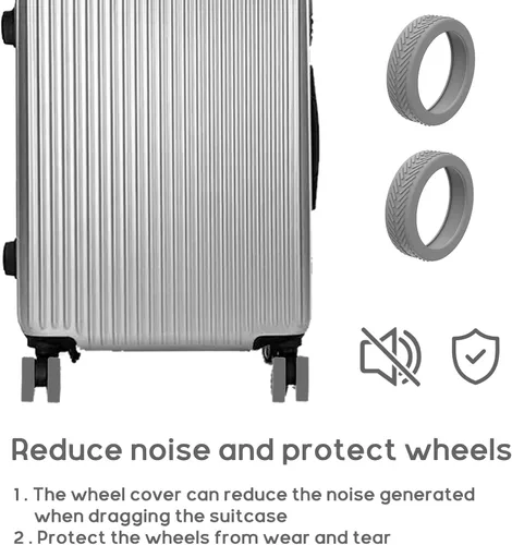 Miniatura 2 de Fundas para ruedas de equipaje, 8 piezas, cubierta de rueda de maleta, cubierta protectora de silicona para la mayoría de accesorios de equipaje