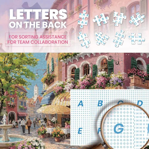 Miniatura 4 de Rompecabezas para adultos de 1000 piezas, Spring Italy Bistro Flower Street Landscape, rompecabezas de 1000 piezas para adultos mayores