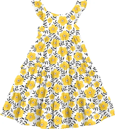 Vestidos de verano para niñas pequeñas, floral, manga con volantes, casual, sin mangas, acampanado, para jugar, de 2 a 8 años