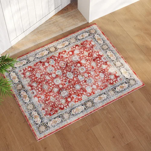 Miniatura 9 de Rugcomf Alfombra de pasillo de 2 x 6 pies, lavable, bohemio, suave, antideslizante, no desprende pelusa, lana sintética, estilo vintage para cocina