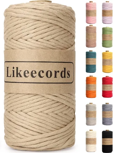 Miniatura 39 de Likeecords - Cuerda de macramé de 4 mm de un solo hilo, 80 m de cuerda de macramé colorida, cuerda de algodón para macramé, cuerda de algodón
