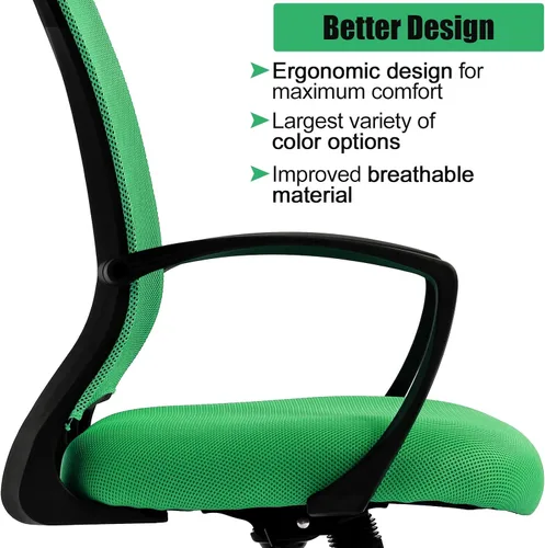 Miniatura 3 de Silla de oficina ergonómica para escritorio, silla de malla con soporte lumbar y apoyabrazos de altura ajustable, silla ejecutiva para mujeres