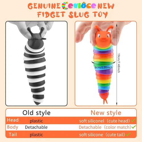 Miniatura 5 de Cevioce Juguetes para la ansiedad con forma de babosa, juguetes sensoriales para niños y adultos, 1 unidad de juguetes sensoriales para niños