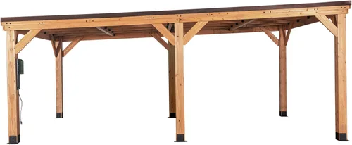 Miniatura 2 de Backyard Discovery Kingsport Garaje de madera de cedro para exteriores de 20 x 12 pies con techo inclinado de acero galvanizado resistente, soporte