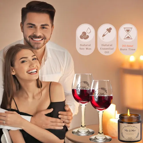 Miniatura 5 de Regalos de boda para parejas 2026, regalos para parejas, regalo de novia, regalo de recién casados, regalo de señor y señora, cesta de vela de bambú