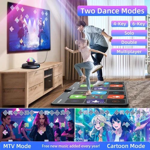 Miniatura 3 de FWFX Tapete de baile para juegos de televisión, almohadilla electrónica musical inalámbrica para niños y adultos, juego de ejercicio activo