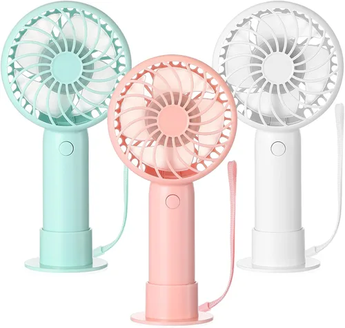 Miniatura 54 de Tujoe Mini ventilador de mano potente de 3 velocidades, ventilador personal pequeño portátil recargable con base USB para mujeres, maquillaje