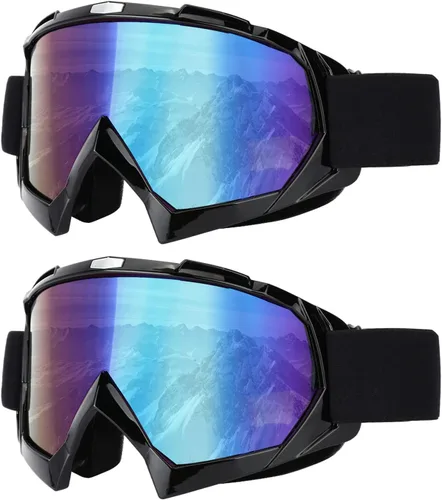 LJDJ Gafas de esquí, paquete de 2 gafas de snowboard para nieve, antivaho y protección UV, visión amplia para hombres, mujeres y adultos