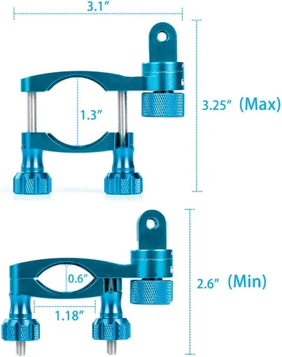 Miniatura 4 de HSU Manillar de bicicleta de aluminio de 0.6 a 1.3 pulgadas, poste de asiento de rotación de 360°, soporte de poste de esquí compatible con GoPro