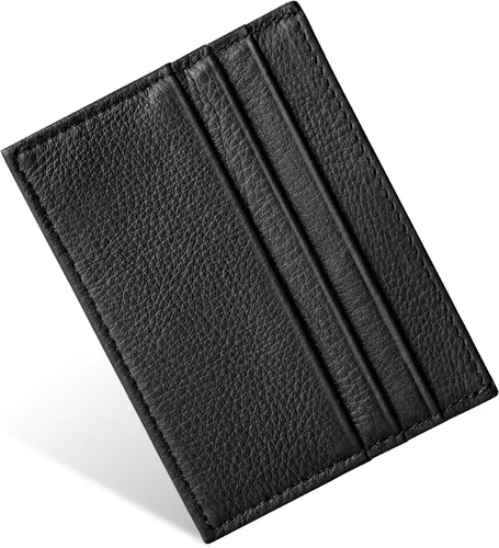 Miniatura 73 de URAQT Cartera para tarjetas de crédito, cartera minimalista de cuero delgado con cremallera, mini protector de tarjeta de crédito, llavero bolsillo