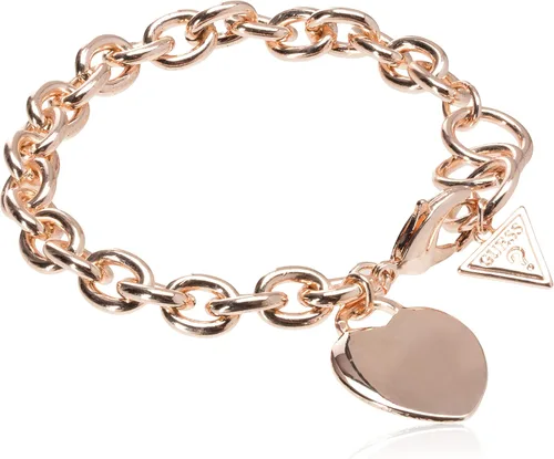 GUESS Pulsera de eslabones de corazón con logotipo G Basic