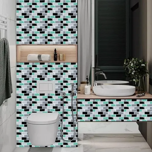 Miniatura 4 de Adhesivos para azulejos decorativos para azulejos de despegar y pegar, despegar y pegar, lámina de azulejos ignífugos, azulejos de cocina, baño, 10