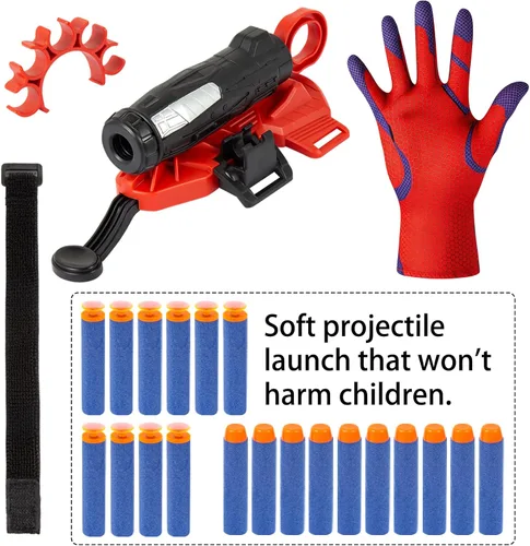 Miniatura 4 de Guantes de Araña Hombre Juguete Lanzador de Telarañas con Muñeca, Guantes Lanzador de Araña Juego de Juguete Cosplay para Niños