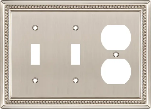 Miniatura 88 de Henne Bery Sunken Pearls - Placa de pared decorativa resistente para interruptor, cubierta para tomacorrientes (doble dúplex, níquel satinado)