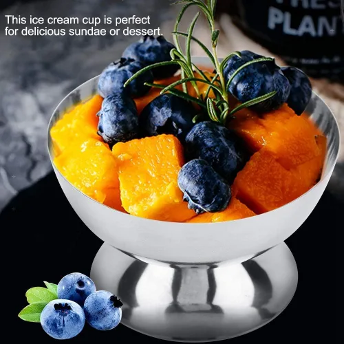 Miniatura 8 de Taza de helado, 4 cuencos de acero inoxidable para servir postres, tazones para salsa, mini tazones de yogur con patas redondas, tazas de dulces