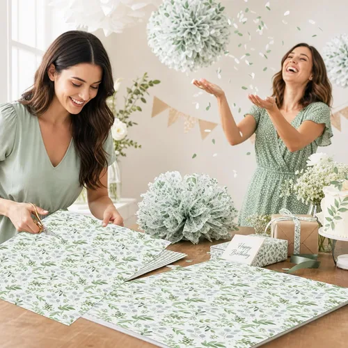 Miniatura 7 de 60 Sheets Greenery Tissue Paper Watercolor Green Leaves Art Tissue Spring Gift Wrapping Paper for Birthday Wedding DIY Crafts Gift Packing, 20 x 14