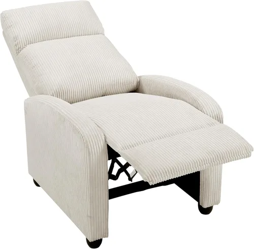 Miniatura 12 de Lexicon Sillón Reclinable de Pana con Respaldo Abatible, Silla de Brazo Reclinable con Respaldo de Empuje, Marco de Madera Maciza y Base de Metal