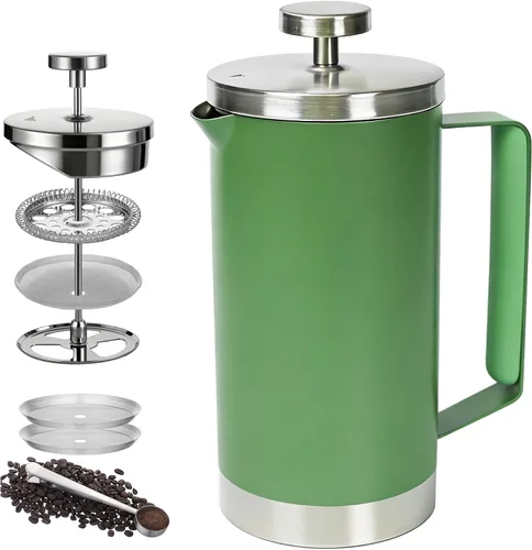 Miniatura 18 de Prensa Francesa Pequeña 350ml Negra, Prensa Francesa de Acero Inoxidable con Pared Doble Aislada para Viaje y Camping, Cafetera de Café Colado