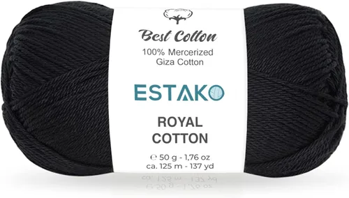 Miniatura 67 de Estako Algodón Royal, 100% hilo de algodón giza mercerizado, suave, súper fino 1 para ganchillo y tejer, 1.76 onzas (50g) / 137 yardas (125m)