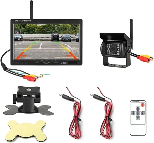 Miniatura 7 de Cámara de marcha atrás inalámbrica para vehículos, monitor LCD de 7 pulgadas para camiones, autobús, caravana, remolque, excavadora, monitor