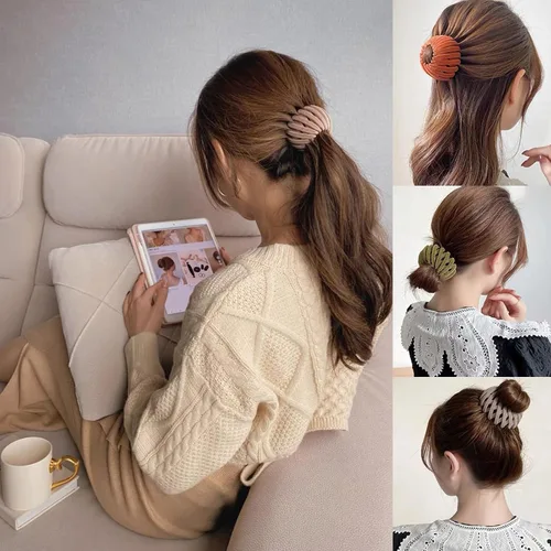 Miniatura 4 de 3 piezas de accesorios para el cabello para mujer, pinza mágica de nido de pájaro, pinza para moño Color-05