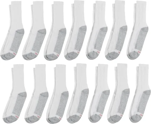 Miniatura 22 de Hanes Calcetines dobles resistentes para hombre, que disipan la humedad del cuello redondo y el tobillo, color blanco y negro, varios paquetes