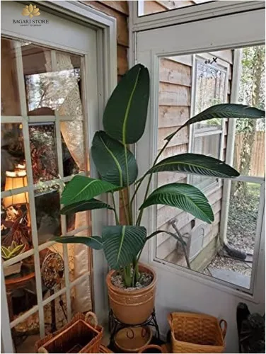 Miniatura 7 de Una planta artificial de seda en maceta de 5 pies, árbol de palmera ave del paraíso de Bagari