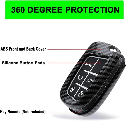 Miniatura 4 de Funda para llavero para Jeep Grand Cherokee Renegade Chrysler 200 300 Dodge RAM Durango Charger Challenger Journey Dart Fiat con 5 botones, estuche