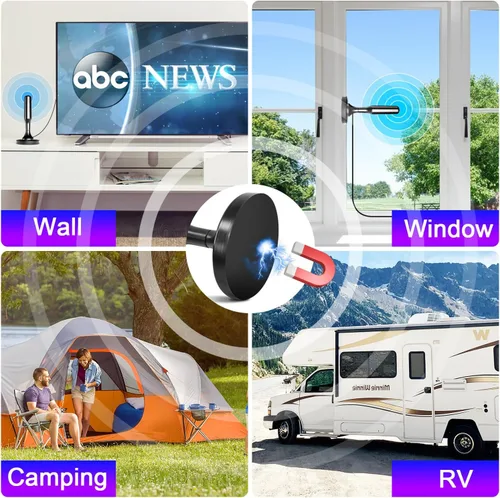 Miniatura 6 de HIDB Antena de TV para Smart TV en interiores, antenas digitales HD para interiores con base magnética fuerte, fácil instalación, recepción de largo