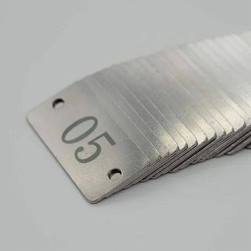 Miniatura 6 de Etiquetas numeradas rectangulares de acero inoxidable con dos agujeros (1-10)