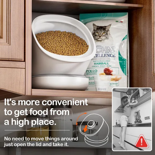 Miniatura 2 de CTIME Envase hermético para comida de gato y golosinas para mascotas pequeñas y comida seca para perros y pájaros - 2.7 kg (Blanco)