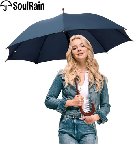 Miniatura 3 de 48" Arc Classic Wood Handle Umbrella Auto Open Windproof clear Unbreakable Stick Rain Umbrella