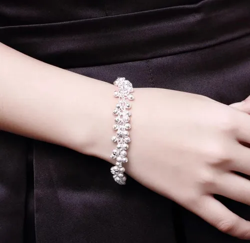 Miniatura 5 de Dofihy Pulseras de plata de ley S925 para mujer, pulseras para mujer, pulsera de cadena de muñeca con dije para mujer, Plata, Sin gemas.