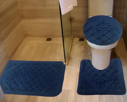 Miniatura 15 de All American Collection - Juego de 3 tapetes de baño de espuma viscoelástica con diseño de corona de felpa suave antideslizante para ducha, baño
