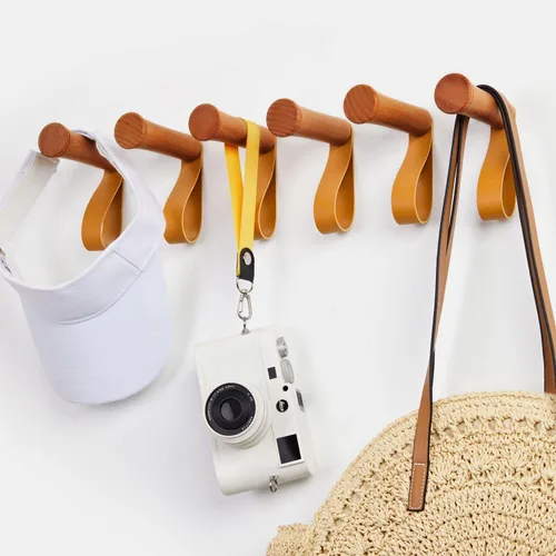 Miniatura 9 de HomeDo Paquete de 8 ganchos de pared de madera para sombreros, ganchos de madera para colgar en la pared, organizador individual decorativo