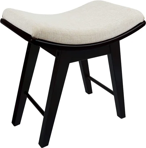URFORESTIC Taburete de tocador de madera de roble, moderno taburete de maquillaje con superficie de asiento cóncavo, capacidad de 300 libras, fácil