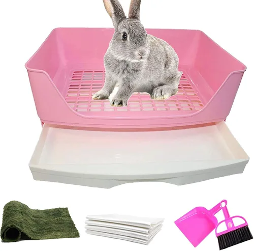 Miniatura 7 de PINVNBY Caja de arena grande de esquina para conejo con cajón, bandeja de entrenamiento más grande para adultos, conejillo de indias, chinchilla