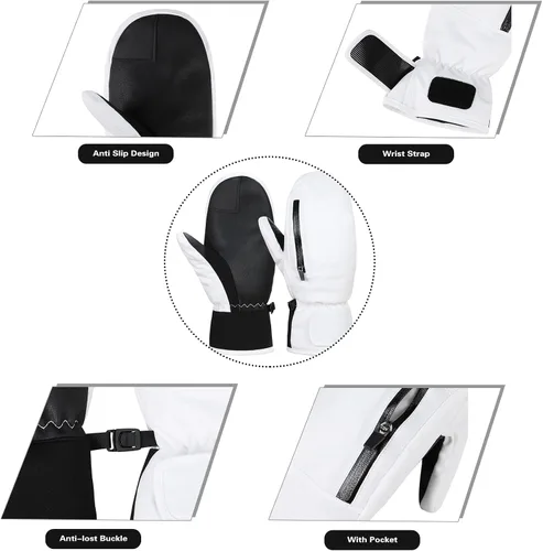 Miniatura 4 de Durio Guantes de esquí impermeables para mujeres y hombres, guantes de esquí para mujeres y hombres, guantes de nieve para pantalla táctil, guantes