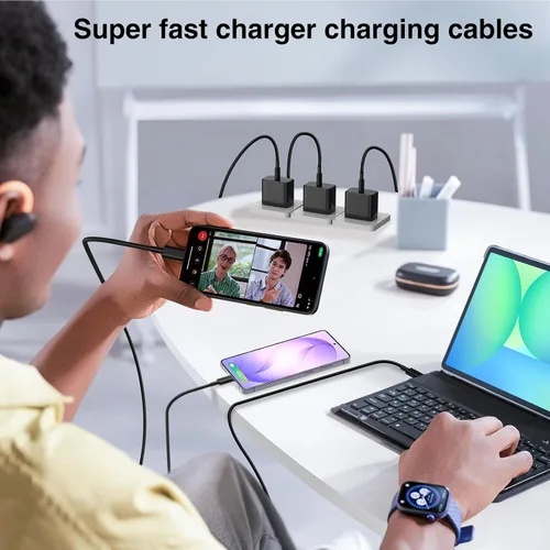 Miniatura 5 de Hzevn Bloque de cargador de pared rápida USB C de 60 W para teléfonos Galaxy S26 Android, paquete de 3 adaptadores de cargador súper rápido
