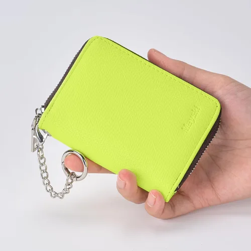 Miniatura 8 de Mayski - Cartera para tarjetas de crédito con cremallera para mujeres, tarjetero pequeño de acordeón, llavero, tarjetero para tarjetas de Manzana
